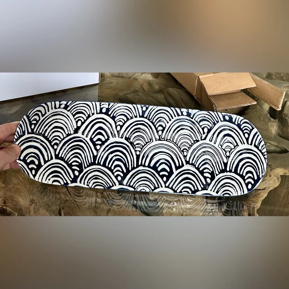 ‼️RARE‼️🎸Short Stories🎸🔥NWT🔥Ceramic Tray in Navy Blue - Picture 8 of 16